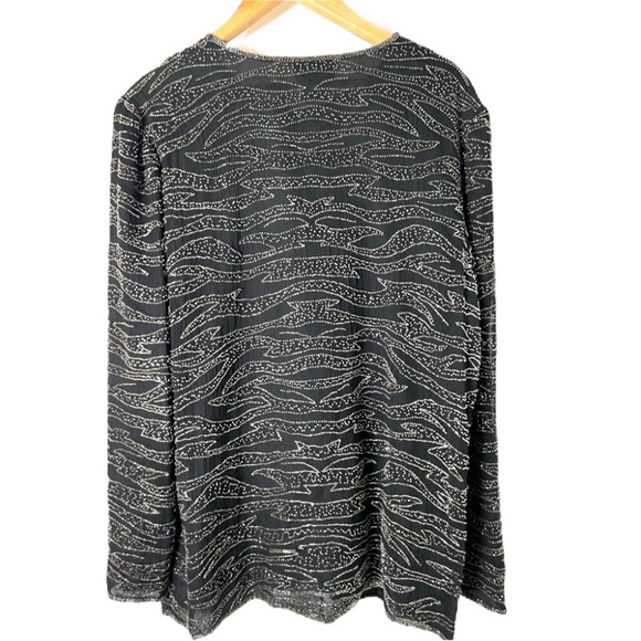 Landmark Vintage Elegant Silk Evening Jacket size L Black Beaded Sequins Regency - Picture 3 of 8